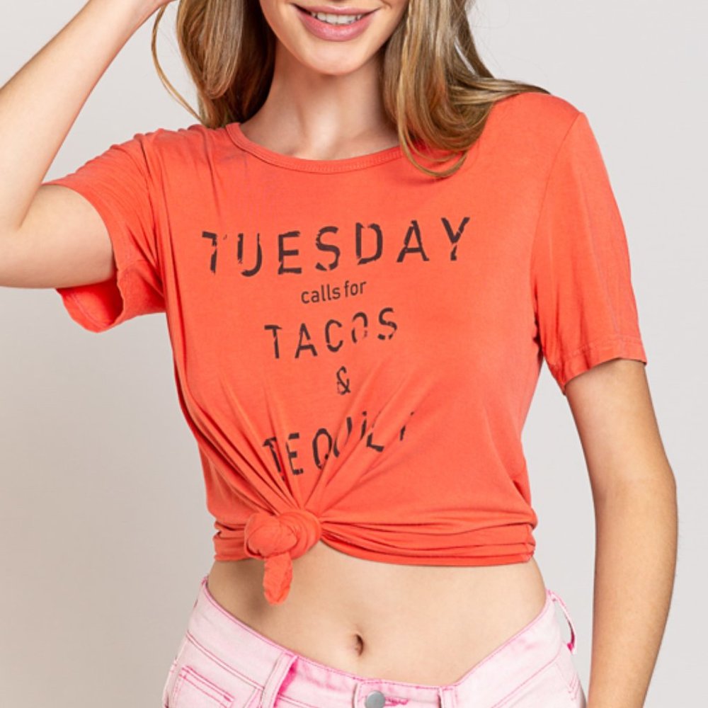 PLUS/REG POL Tuesday Calls For Tacos and Tequila Graphic Top 2X 3X